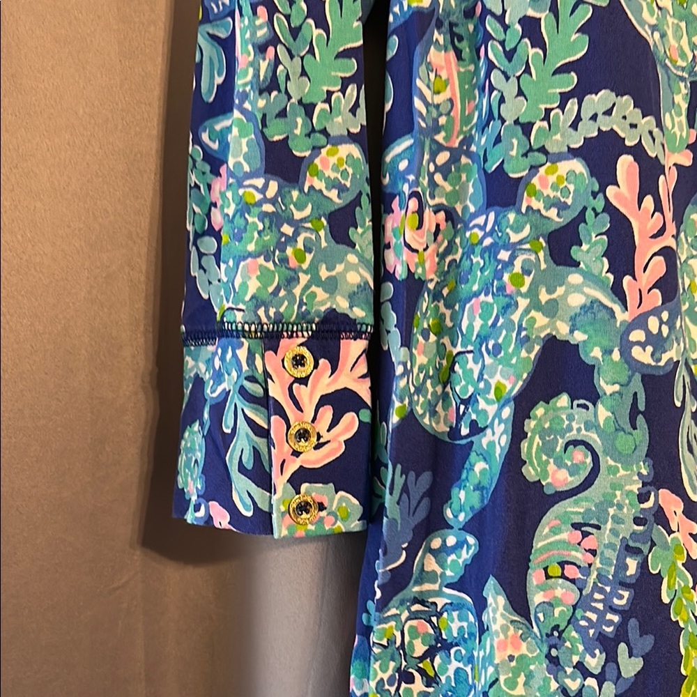 Lilly Pulitzer Blue Sheath Dress with Bateau Neckline - Picture 2 of 6